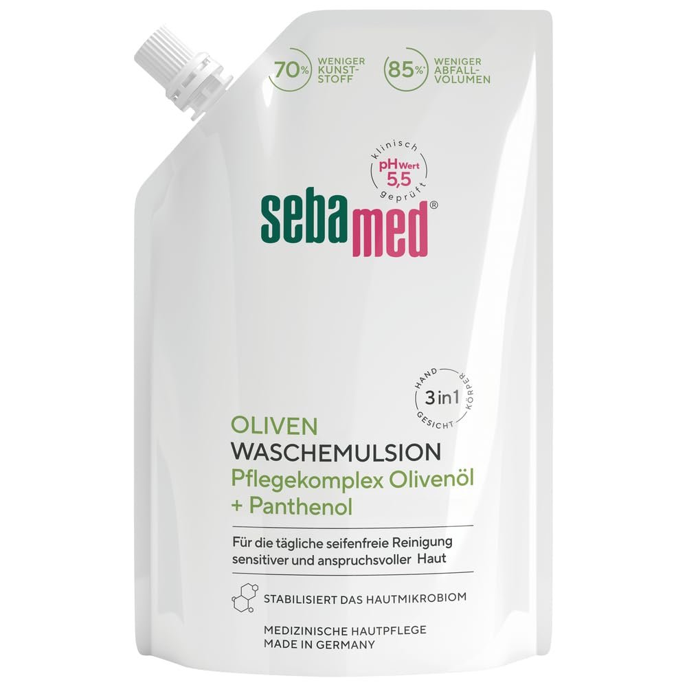 Sebamed Liquid Olive Wash Emulsion Refill Pouch, 400 ml
