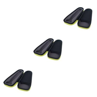 Healeved 3-Piece Portable Shaver Case, Protective PU Travel Bag for Beard and Wet Shavers, Black