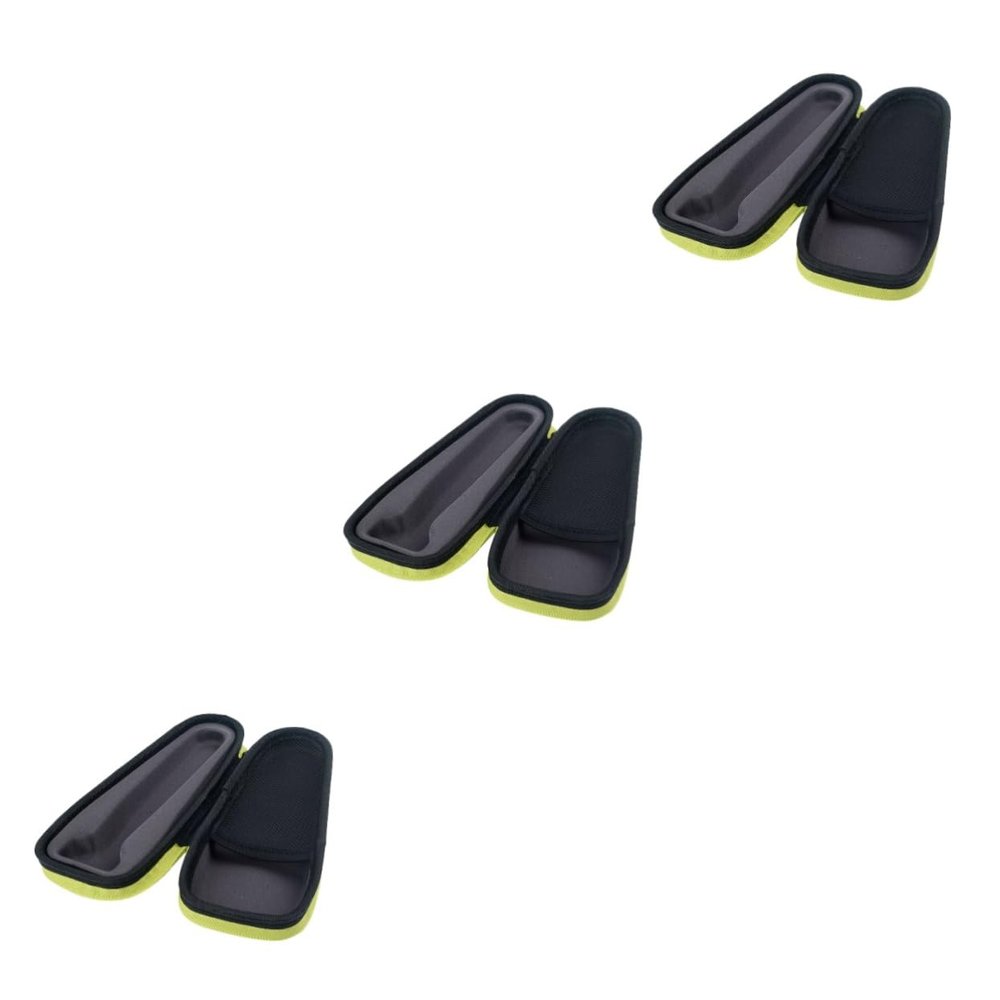 Healeved 3-Piece Portable Shaver Case, Protective PU Travel Bag for Beard and Wet Shavers, Black