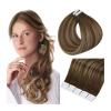Tape-In Human Hair Extensions, 20 Pieces, Color 4 Medium Brown to Honey Blonde and Brown view 1