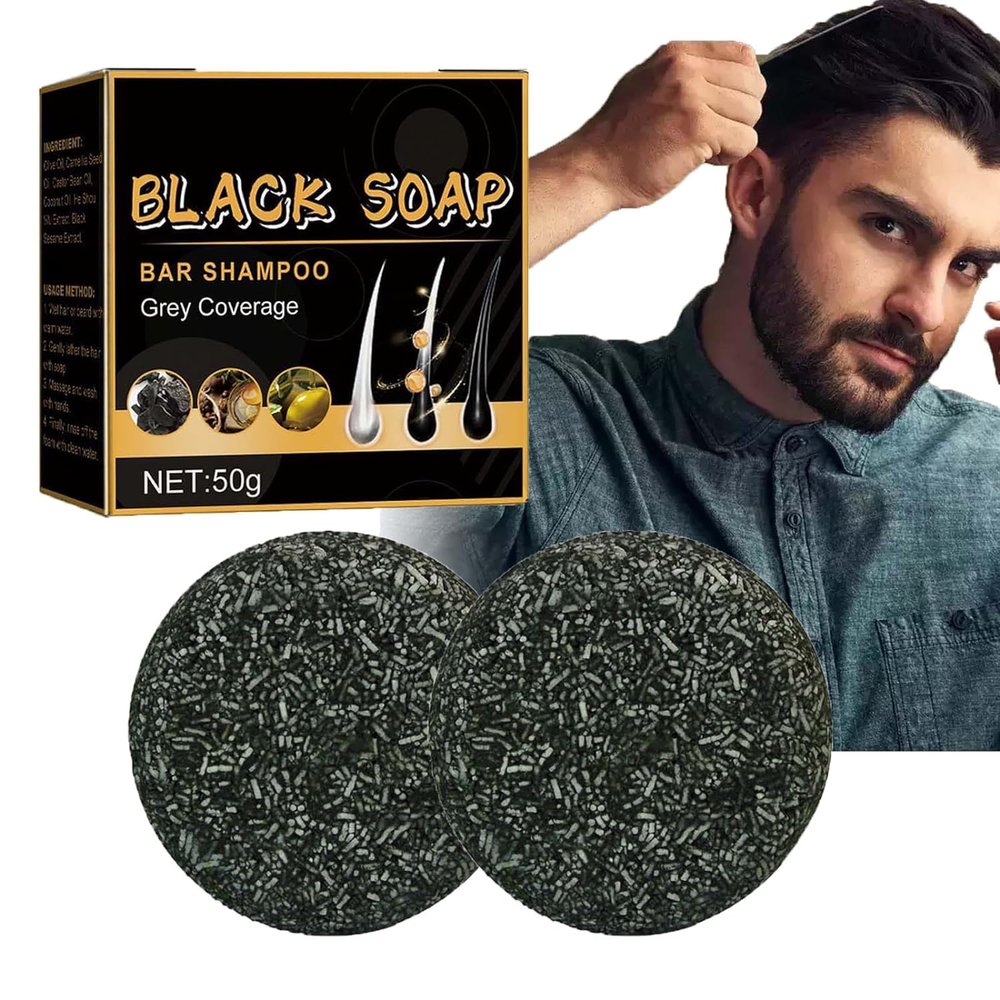 Anti-Gray Charcoal Shampoo Bars, 2-Piece Set