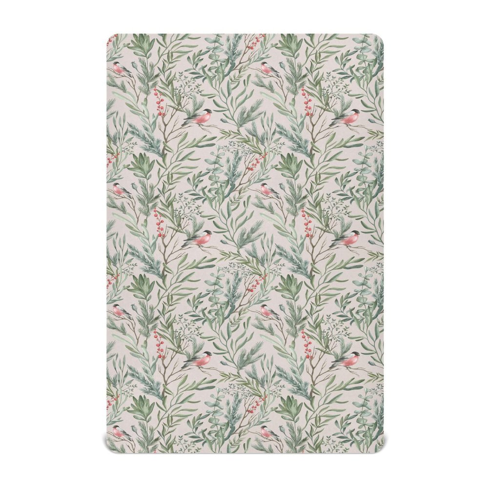 Fitted Crib Sheet for Boys and Girls, Soft, Breathable and Comfortable, for Crib and Toddler Mattresses, 132.1 x 71.1 cm, Winter Leaves, Branches, Berries and Birds