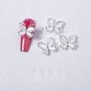 qbodp 20 Silver Butterfly Nail Charms, Opal Hollow Butterfly Nail Art Decorations view 1
