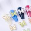 qbodp 20 Silver Butterfly Nail Charms, Opal Hollow Butterfly Nail Art Decorations view 3