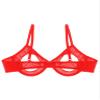 Hansber Women's Red Lace Open-Cup Bralette, Size B-L view 4