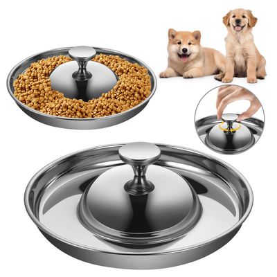 Puppy Dog Bowls, 2-Pack Stainless Steel Slow-Feeding Bowls