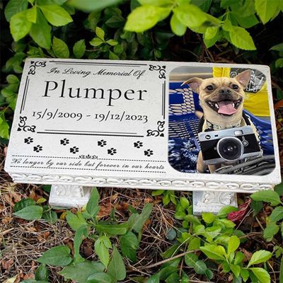 JHB Personalized Memorial Bench and Garden Plaque with Color Photos for Pets
