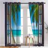 CozyRest Blackout Curtains with Grommets, Beach, Palm Trees and Sea Pattern, 160 x 70 cm, Set of 2 view 2