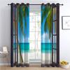 CozyRest Blackout Curtains with Grommets, Beach, Palm Trees and Sea Pattern, 160 x 70 cm, Set of 2 view 3