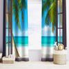 CozyRest Blackout Curtains with Grommets, Beach, Palm Trees and Sea Pattern, 160 x 70 cm, Set of 2 view 4