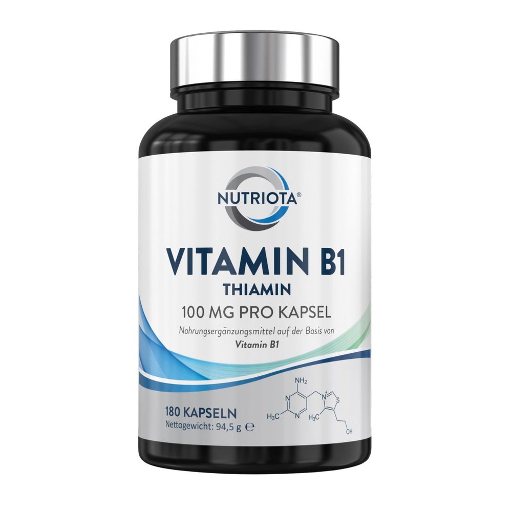 Vitamin B1 (Thiamine) 100 mg Capsules, 180 Count - Vegan-Friendly