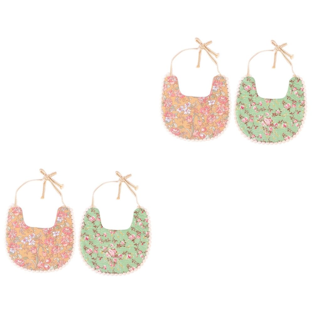 Abaodam 4-Piece Double-Layer Cotton Unisex Bibs for Teething and Drooling