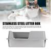 Stainless Steel Cat Litter Box, 50 x 35 x 20 cm, High-Sided, Splash-Resistant, Semi-Enclosed, Easy to Clean view 2