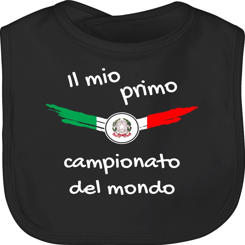 Shirtracer Baby Bib – 2026 Soccer Fan Item – My First World Cup Italy | My First EURO Italy – One Size – Black