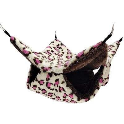 budiniao Rat Hammock Pet Bed, 2-Tier, Pink Spots, 7.87 x 7.87 in