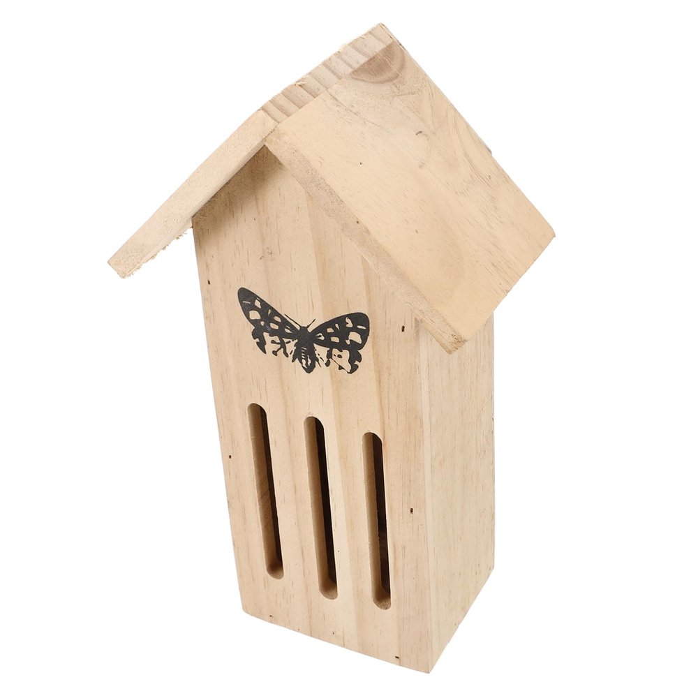 Toddmomy Wooden Butterfly House Feeding Station, Weatherproof Insect Hotel for Gardens and Outdoor Decor