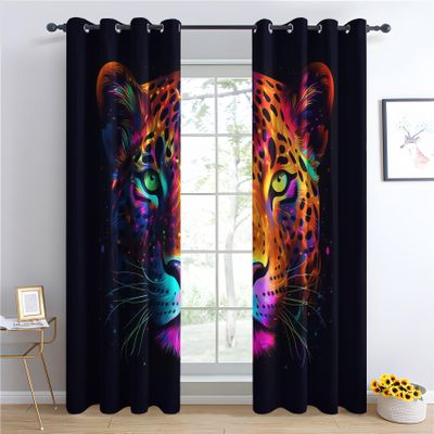 Leopard Colorful Cheetah Blackout Curtains, 2-Piece Set, 102.4 x 55.1 in