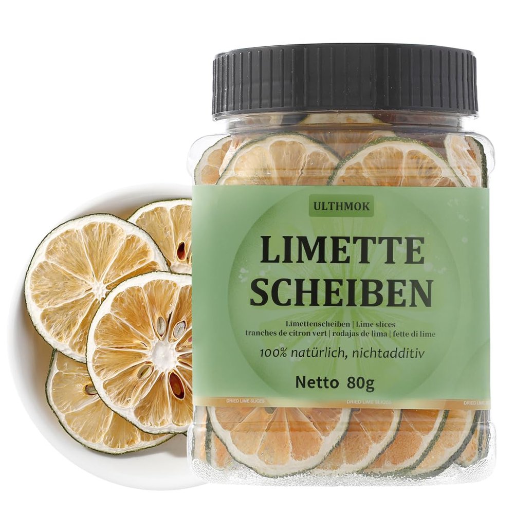 Premium Dried Lime Slices, 80 g, 100% Natural Dehydrated Lime Slices for Cake Decoration and Cocktail Garnishes, No Additives or Added Sugar