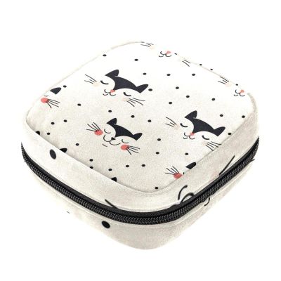 Cat Face Period Kit for Girls with Zipper