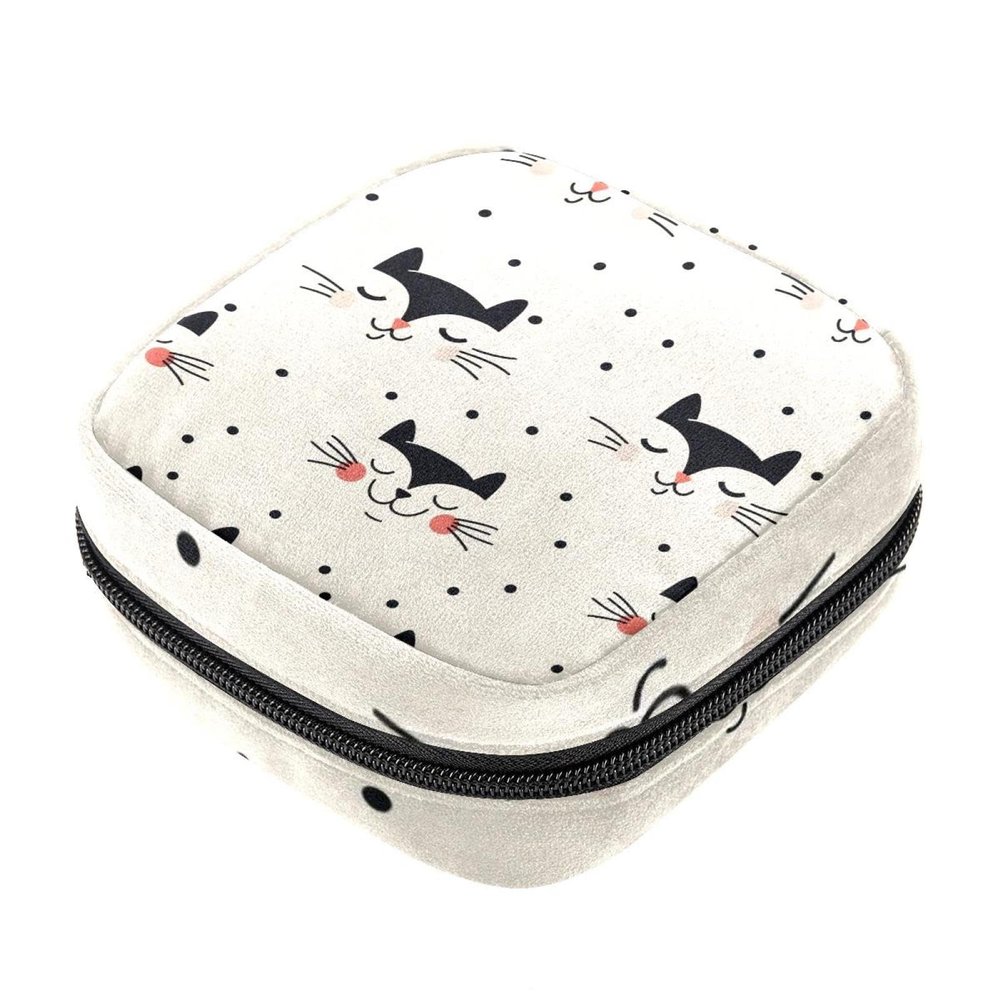 Cat Face Period Kit for Girls with Zipper