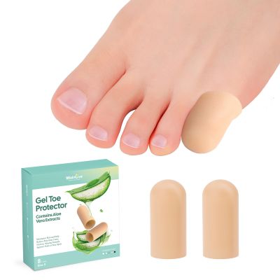 Welnove Silicone Toe Caps and Protectors, 8-Pack, Small, Beige