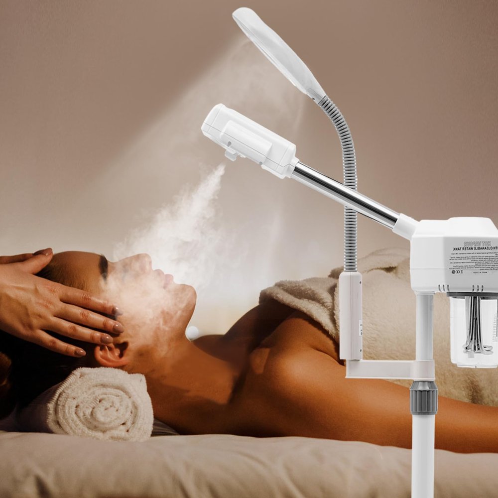 2-in-1 Facial Steamer with 680 mL Water Tank & Universal Wheels