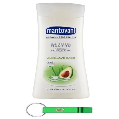 12x Mantovani Bagnodoccia Neutral Aloe & Avocado Shower Gel 400 ml + Free Beni Culinari Keychain