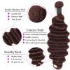 Brazilian Remy Human Hair Deep Wave Bundles with 6x6 Lace Closure, 3/4 Bundles, Brown #4, 12/14/16/18 in view 3