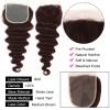 Brazilian Remy Human Hair Deep Wave Bundles with 6x6 Lace Closure, 3/4 Bundles, Brown #4, 12/14/16/18 in view 4