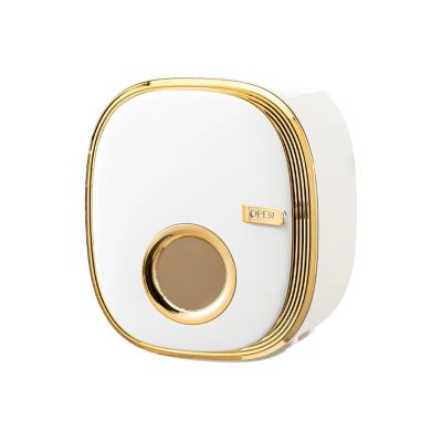 Cosmetic Tissue Box, Wall-Mounted Tissue and Paper Towel Dispenser, White Gold