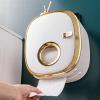 Cosmetic Tissue Box, Wall-Mounted Tissue and Paper Towel Dispenser, White Gold view 4