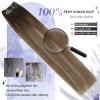 Clip-In Human Hair Extensions, Balayage Dark Brown to Brown with Blonde Blend view 2