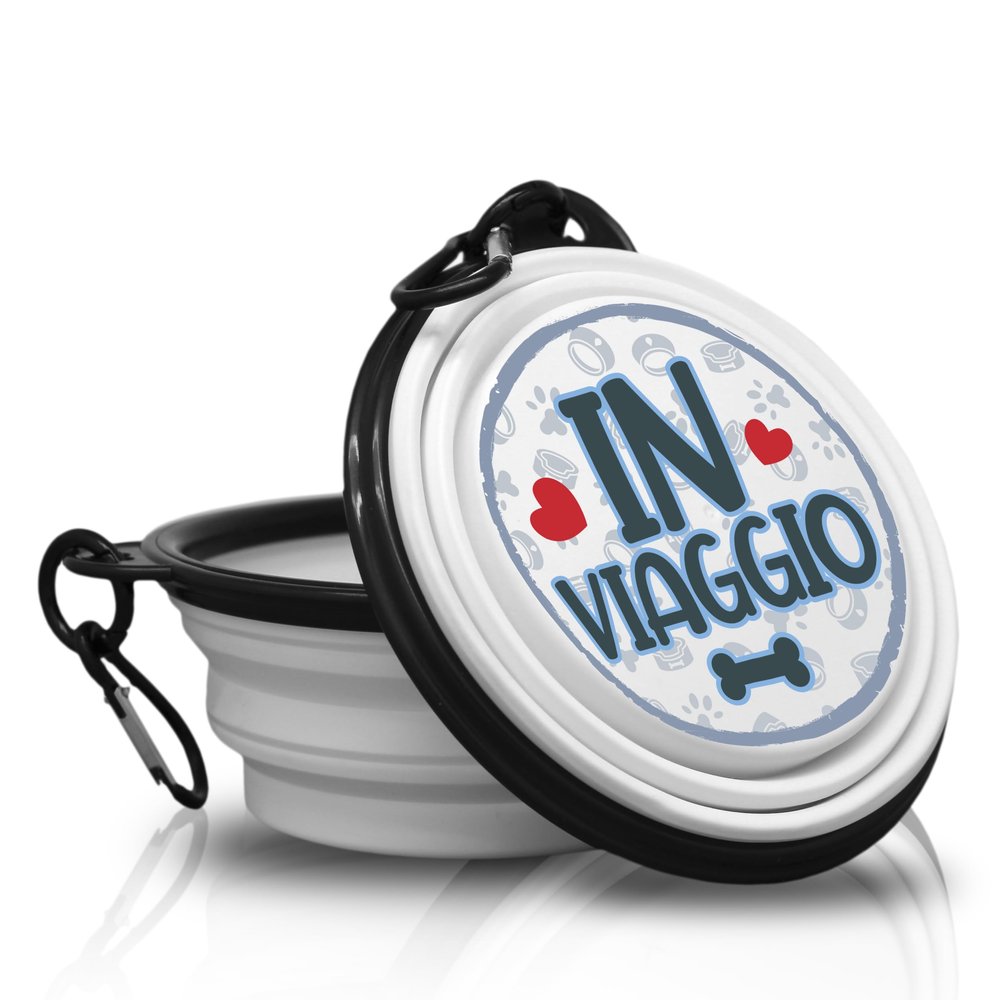 IN VIAGGIO Foldable Portable Dog Bowl with Carabiner