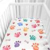 Morbuy Baby Crib Fitted Sheet, Paw Print Series, 90 x 55 cm, Multicolor view 4