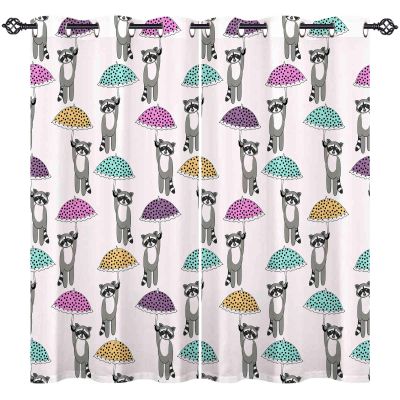 ANHOPE Colorful Umbrella Blackout Curtains, Thermal Room-Darkening Drapes, 2-Piece Set, 138 x 132 cm