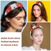 Set of 2 Wide Velvet Headbands for Women, Strawberry Pattern view 2