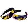 2-Pack Velvet Wide Headbands for Women, Purple Pansy Flower Skull Pattern view 1