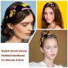 2-Pack Velvet Wide Headbands for Women, Purple Pansy Flower Skull Pattern view 2