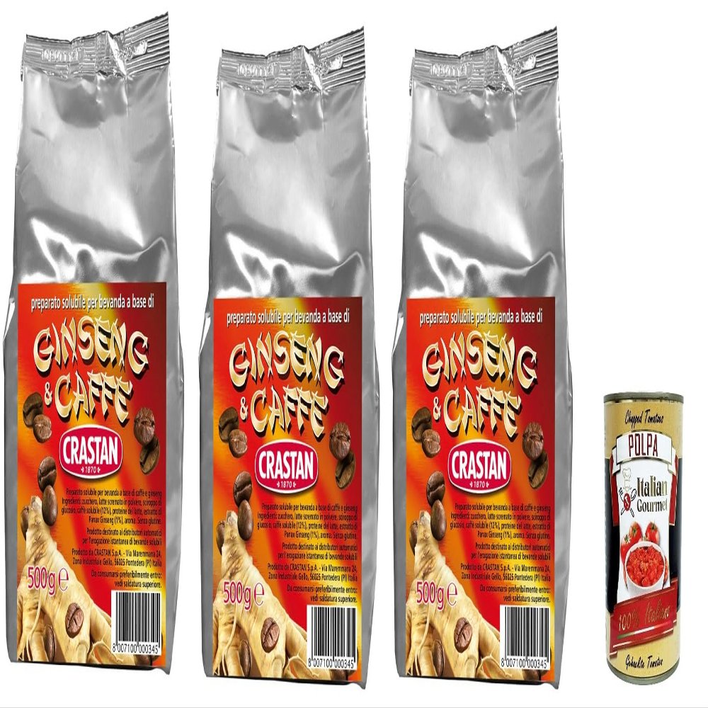 Italian Gourmet Instant Ginseng & Coffee Beverage, 3 x 500 g