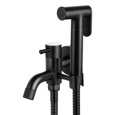 Black Brass Cold-Water Toilet Sprayer Set with Hose
