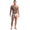 dPois Men's Fishnet Bodystocking Jumpsuit with Rhinestones, Black, One Size view 1
