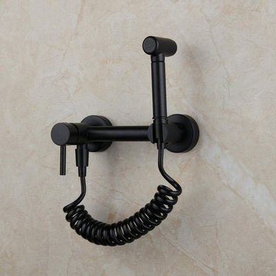 JMRTQMEC Matte Black Solid Brass Shower Faucet, Hot and Cold Water Mixer, Toilet Shower Fixture