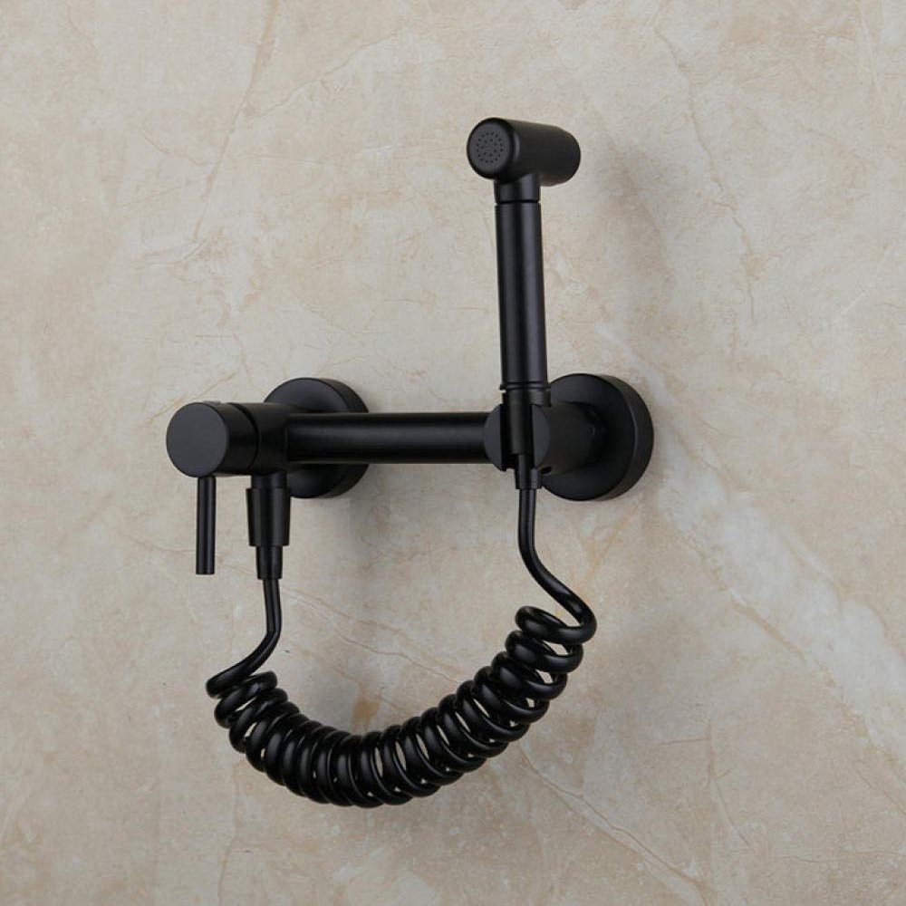JMRTQMEC Matte Black Solid Brass Shower Faucet, Hot and Cold Water Mixer, Toilet Shower Fixture