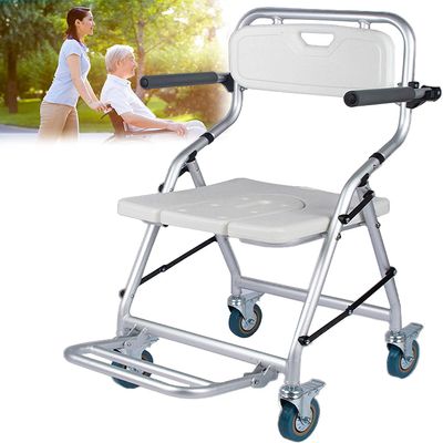 Shower Chair with Wheels for Seniors and People with Disabilities, 120 kg Capacity