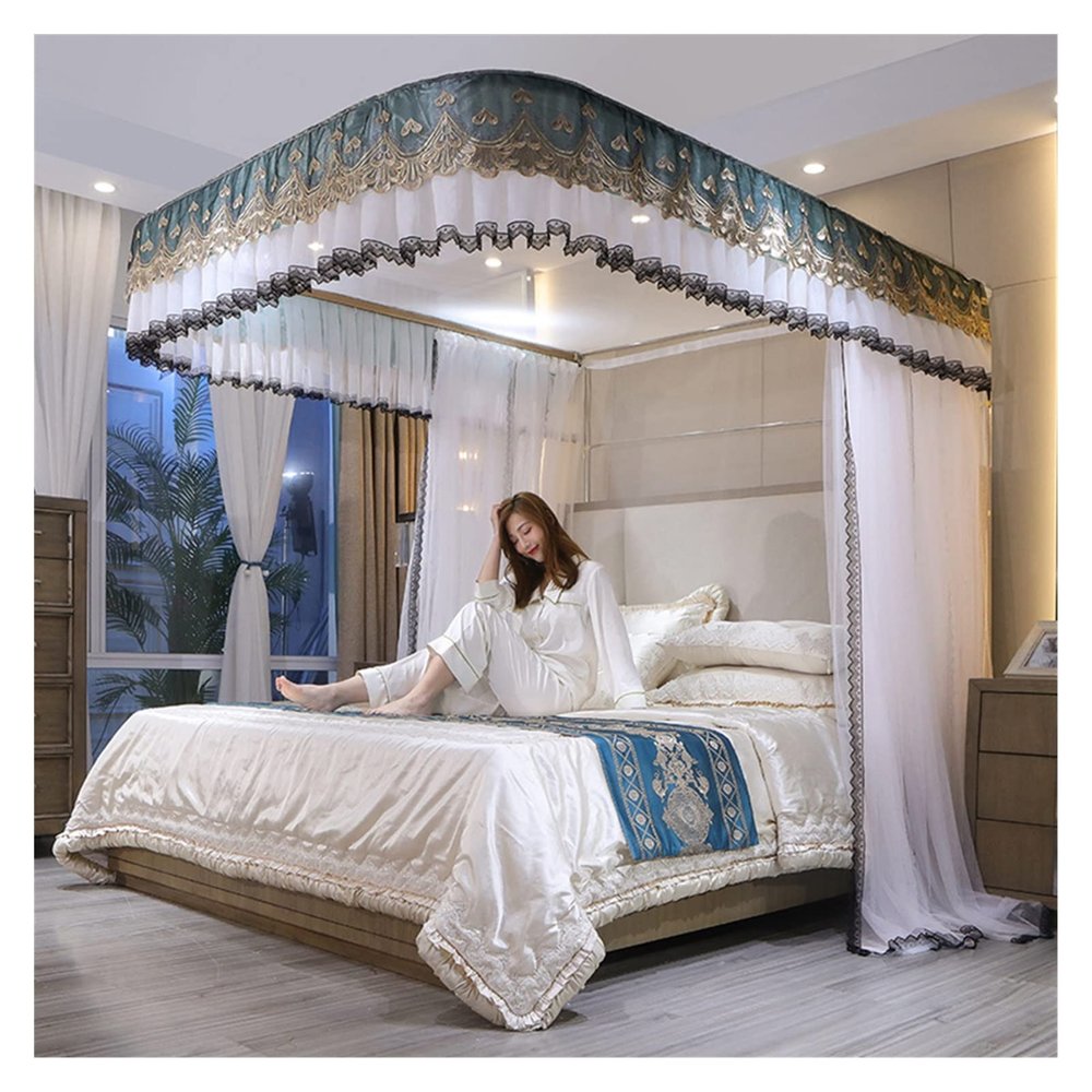 Princess Mosquito Net Canopy with Thick U-Shaped Rail, White, 200 x 220 cm