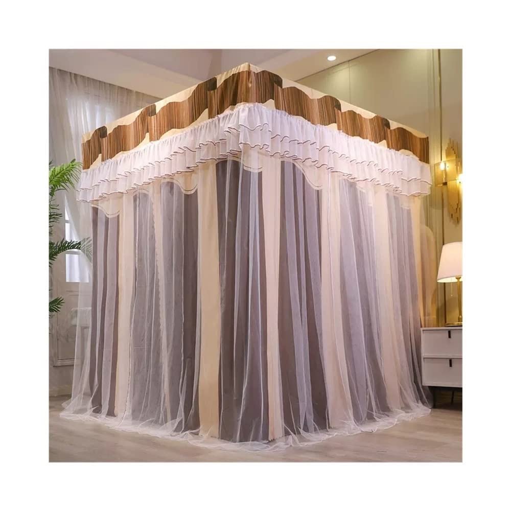 Canopy for Queen/King-Size Beds, Decorated Mosquito Net for Girls’ Rooms, Dustproof and Blackout Bed Curtains (Style 5, 1.2 x 2 x 2 m)