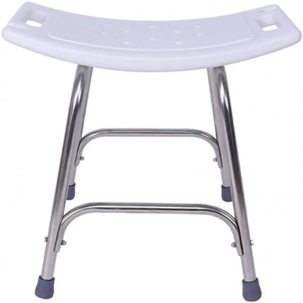 XCSCUK Height-Adjustable Stainless Steel Shower Chair for Older Adults