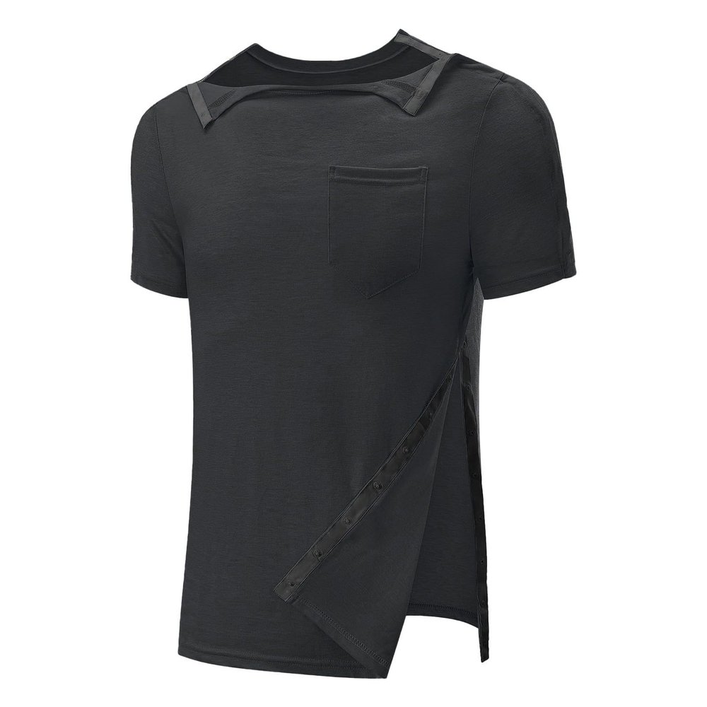 Unisex Post-Shoulder-Surgery Recovery Shirt with Side Snaps, Short Sleeves