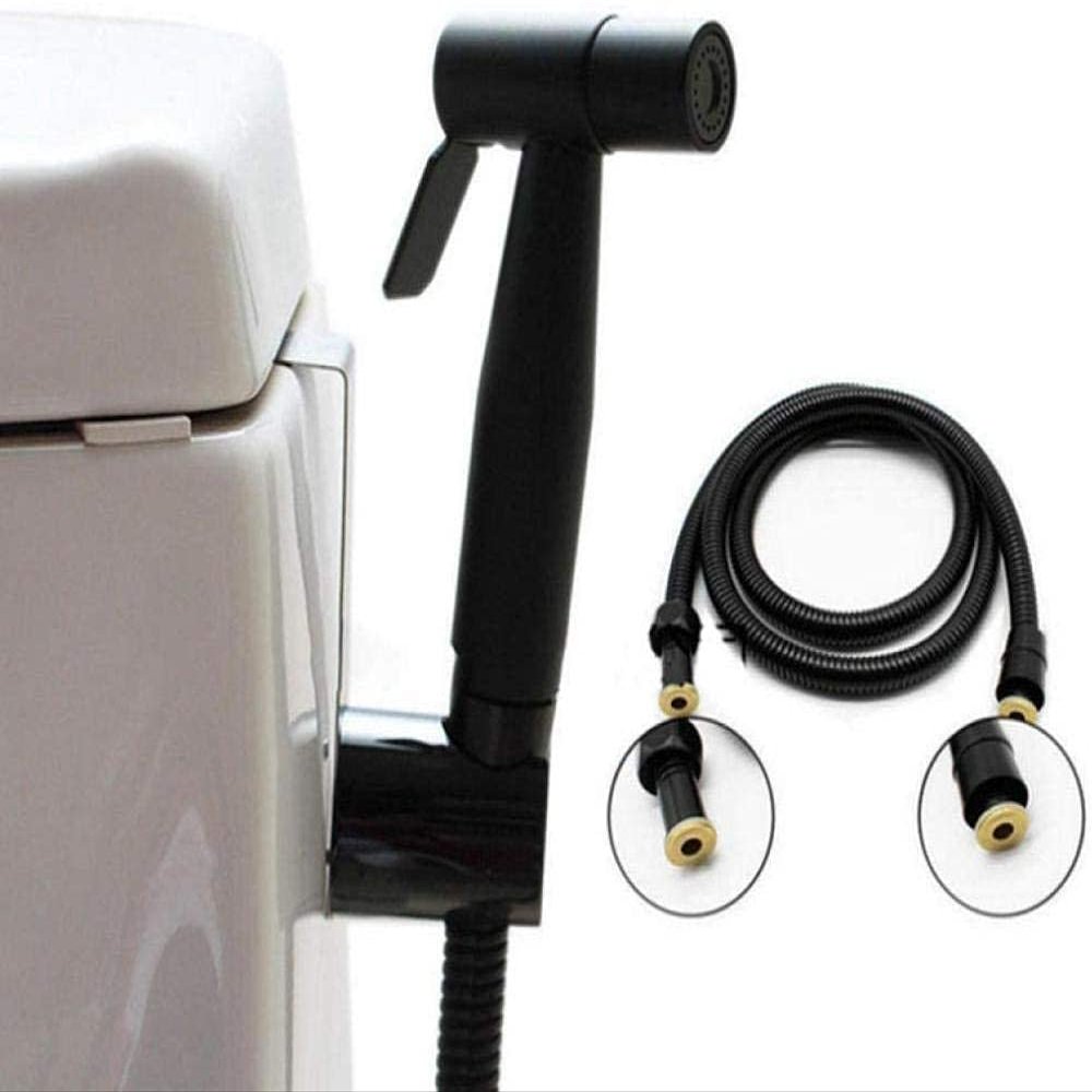 JMRTQMEC Sprayer Set, Handheld Shower, Faucet Spray, Black Stainless Steel, 3-Piece Toilet Sprayer with Wall-Mounted Stainless Steel Tube