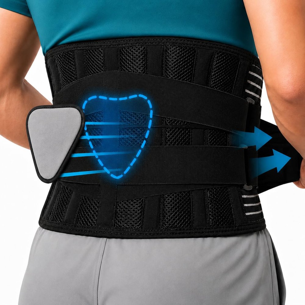 Back Support Belt with Lumbar Support & Removable Padding